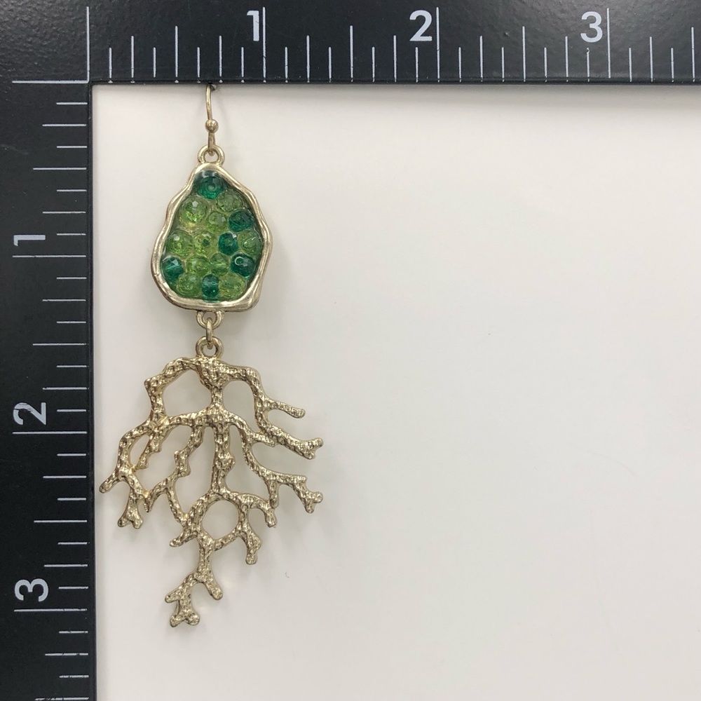 🌼 Abstract Coral Drop Bead Inlay Earrings - Picture 2 of 2